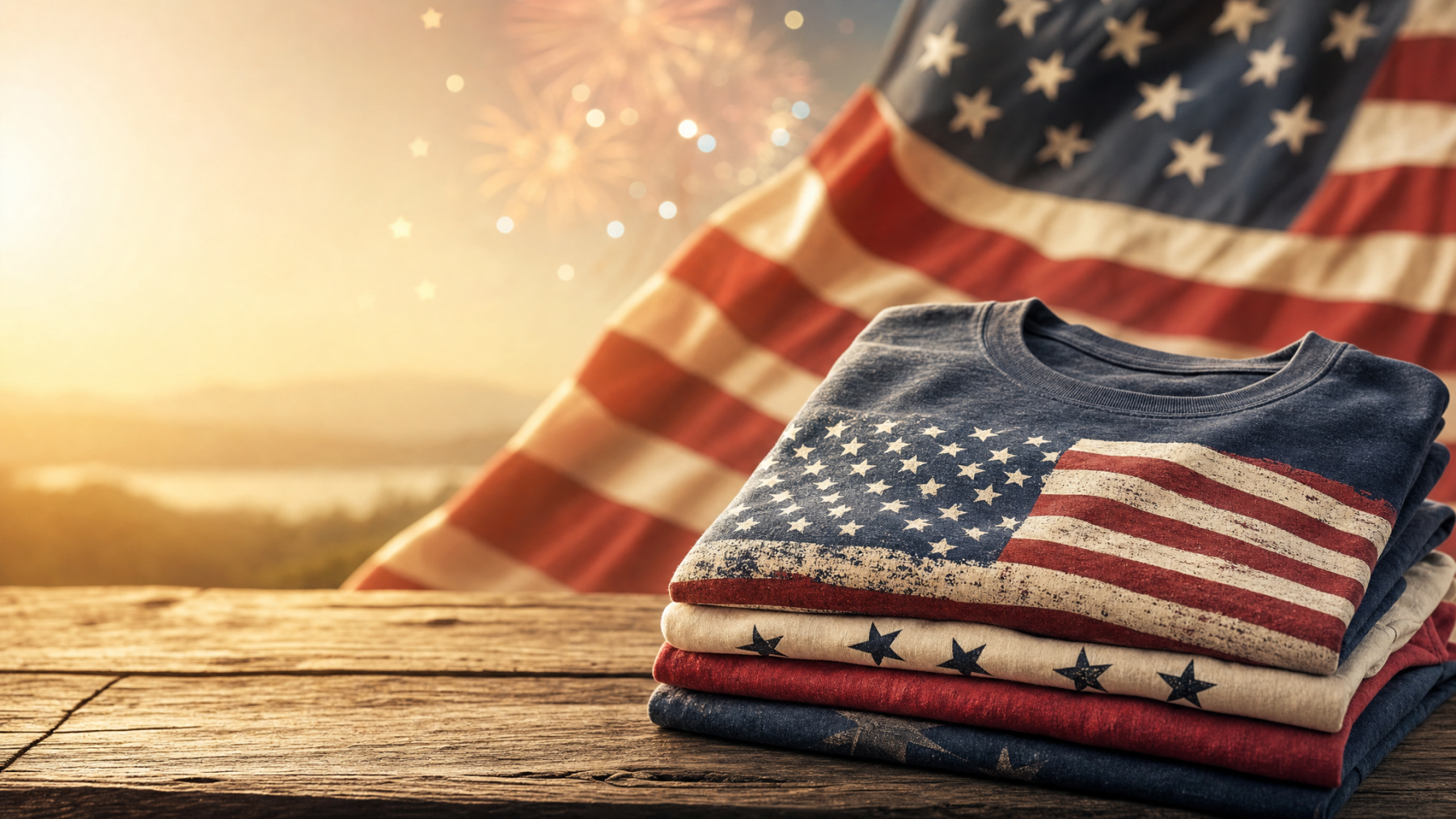 Patriotic Tees apparel category banner - American flag themed graphic t-shirts.png